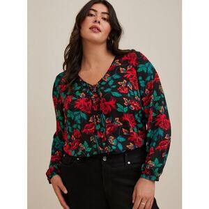 Torrid Georgette Pintuck Button-Front Blouse Plus Size 6